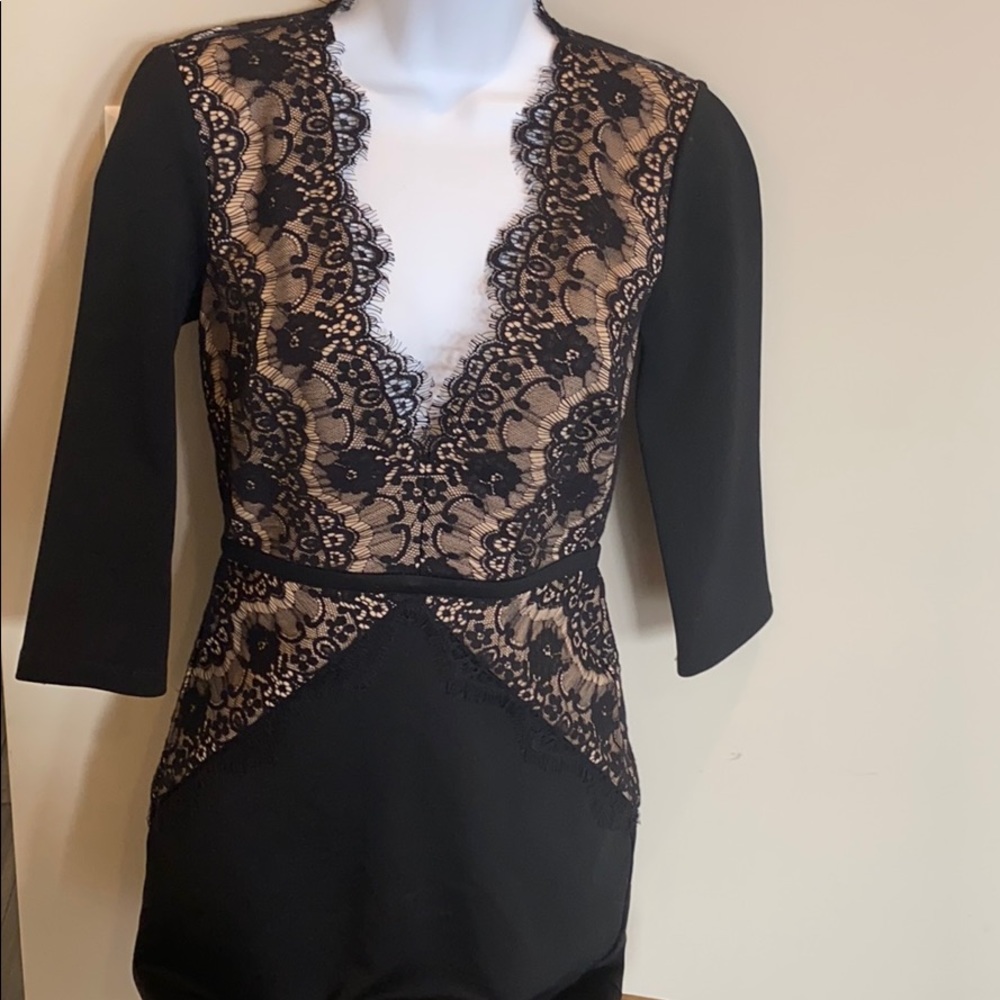 Black sexy lace mini dress